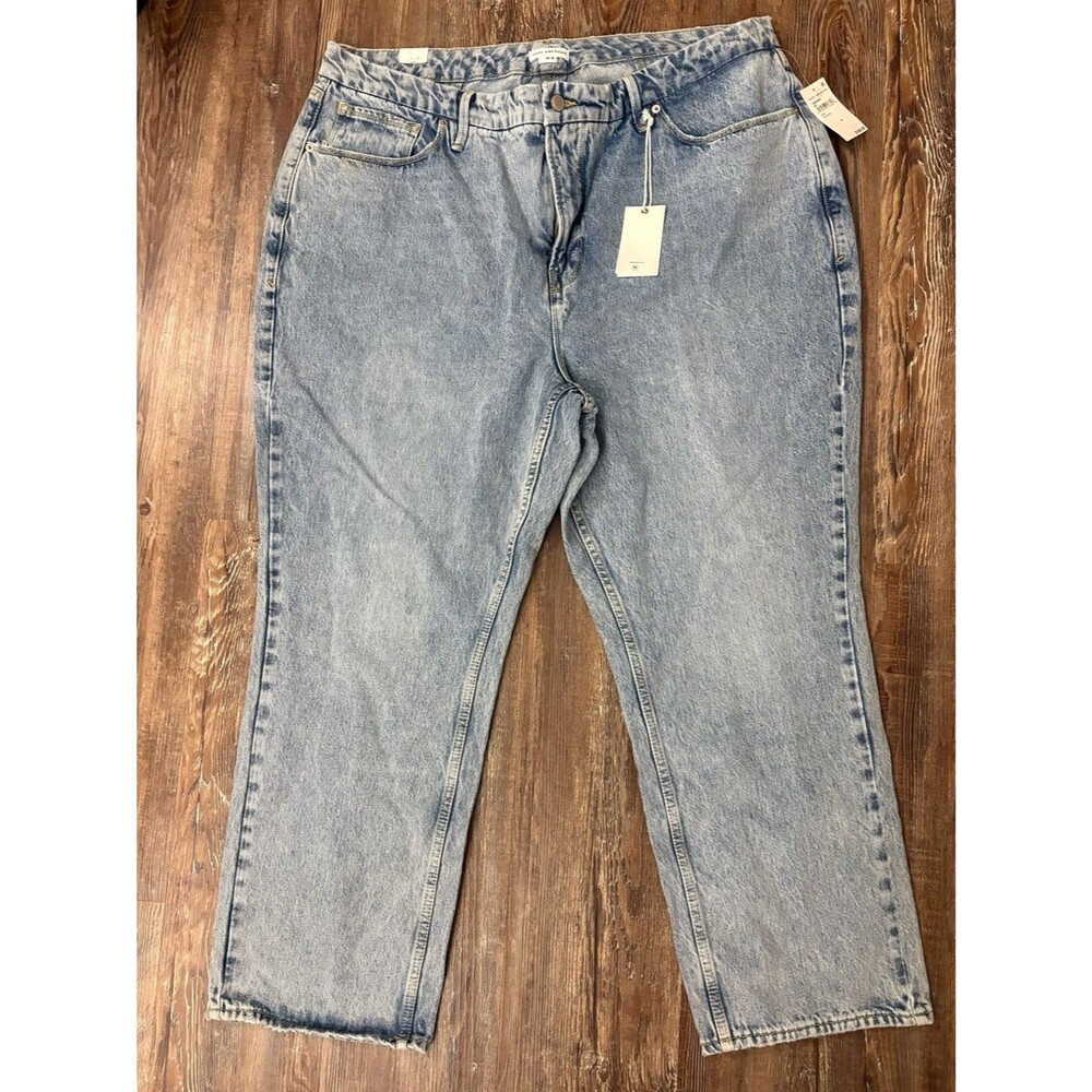 NWT Good American Heritage Straight Denim Blue Jeans 18 Casual Preppy GNDU999T